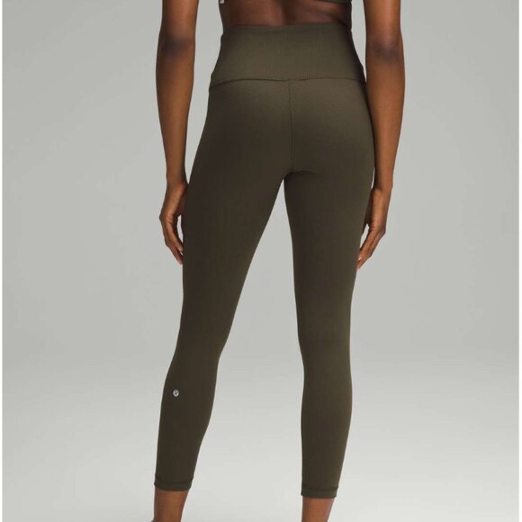 lululemon athletica Pants - Lululemon Wunder Train High-Rise Ribbed Tight 25" Dark Olive